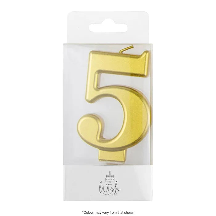 Wish Metallic Number Candle - Gold - 5