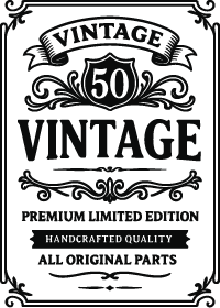 Vintage 50 edible icing image, A4 rectangle whiskey label style 50th birthday cake topper