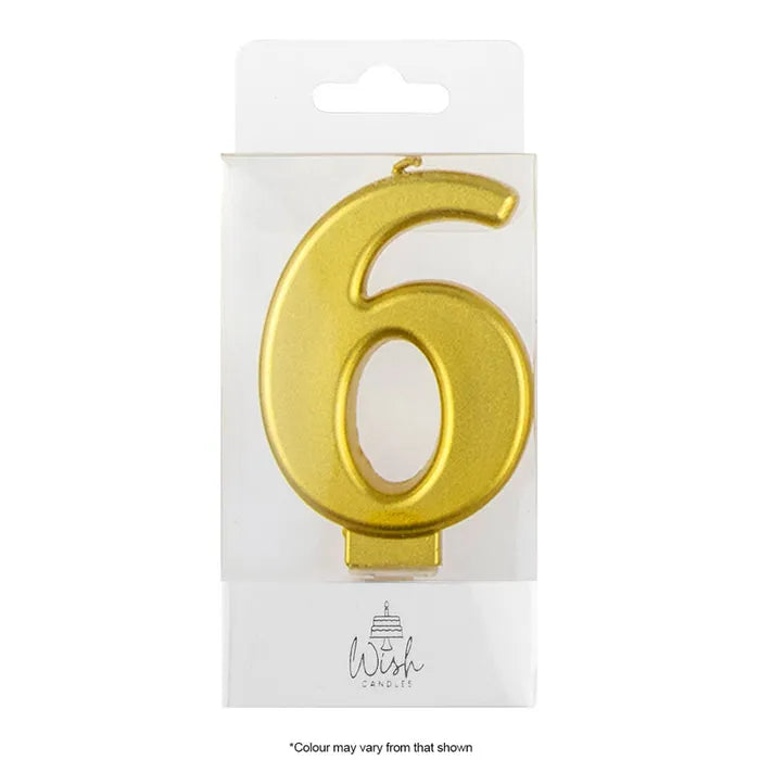 Wish Metallic Number Candle - Gold - 6