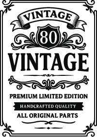 Vintage 80 edible icing image, A4 rectangle whiskey label style 80th birthday cake topper