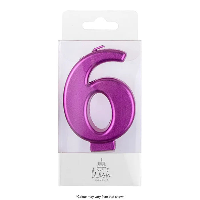 Wish Metallic Number Candle - Pink - 6