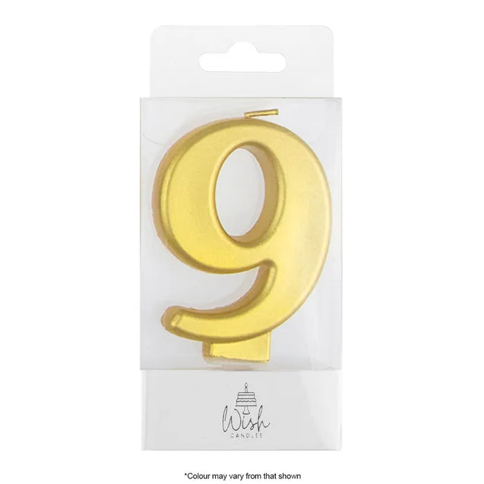 Wish Metallic Number Candle - Gold - 9