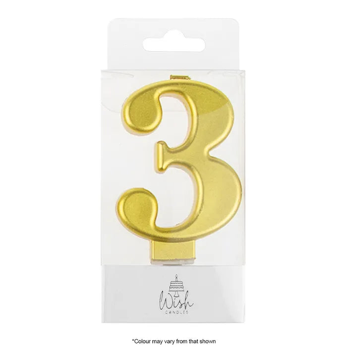 Wish Metallic Number Candle - Gold - 0