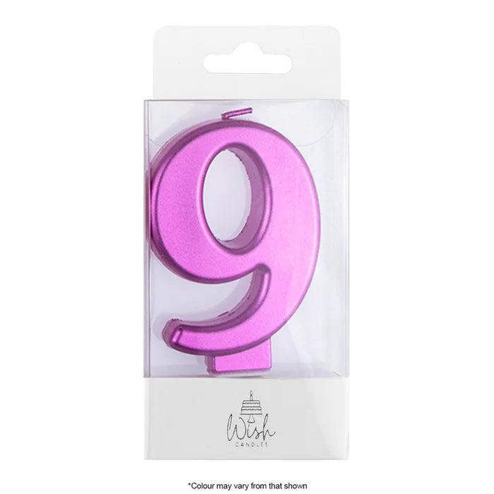 Wish Metallic Number Candle - Pink - 9