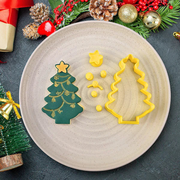 Custom Cookie Cutters Cutter and Embosser Set - Christmas Tree