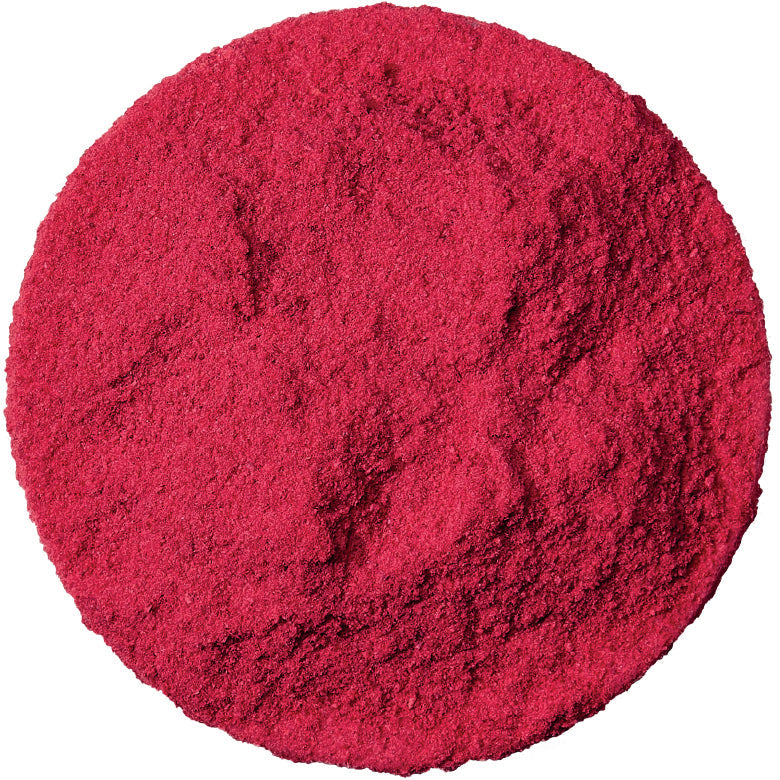 Fresh As Raspberry Powder, close up of the vibrant natural powder