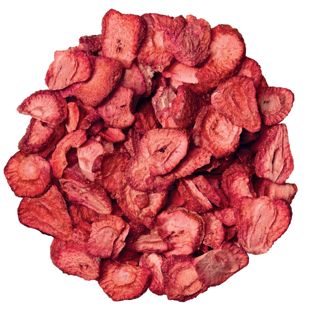 Fresh As Freeze Dried Strawberry Garnish 8g, close up of vibrant strawberry slices