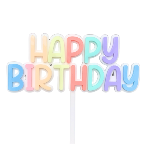 CW Happy Birthday Pastel Rainbow Cake Topper