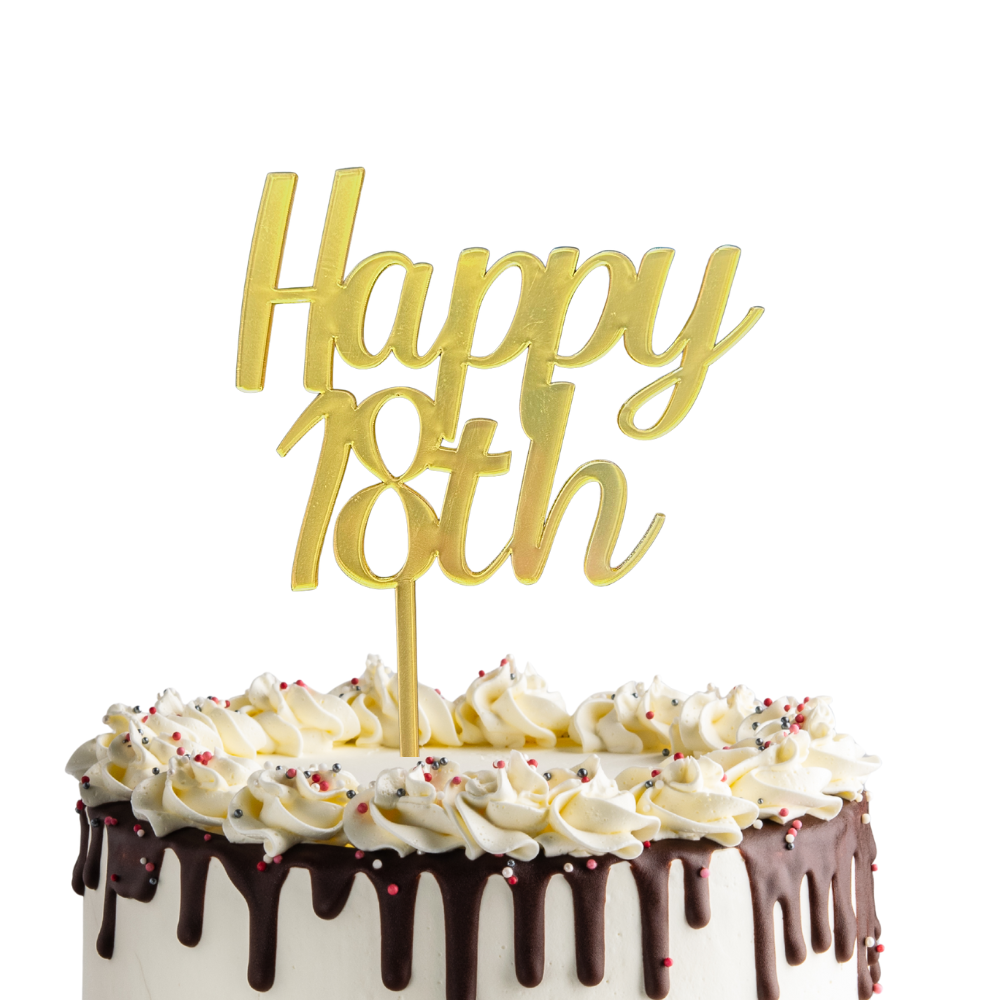 CW Happy 18th Cake Topper - Gold