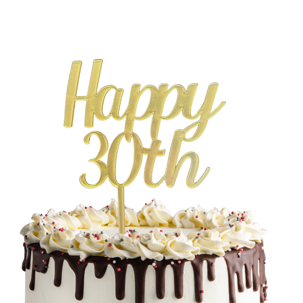 CW Happy 30th Cake Topper - Gold