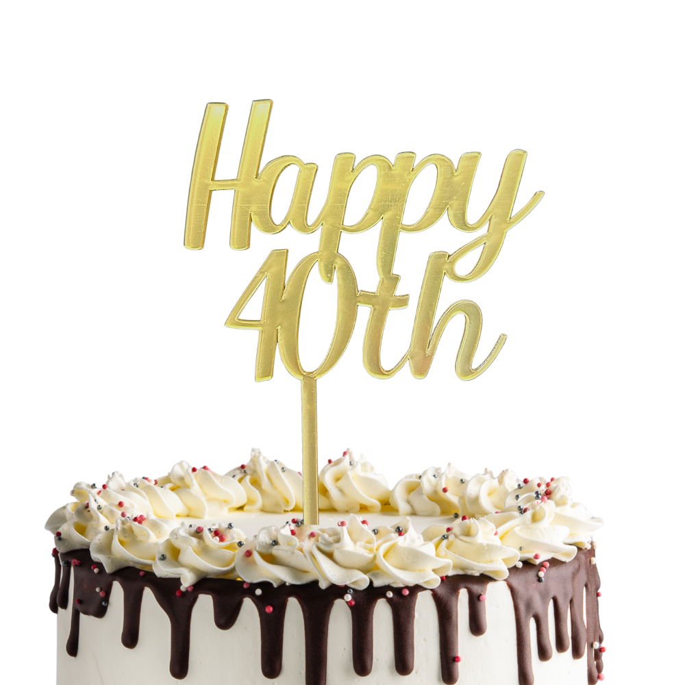 CW Happy 40th Cake Topper - Gold