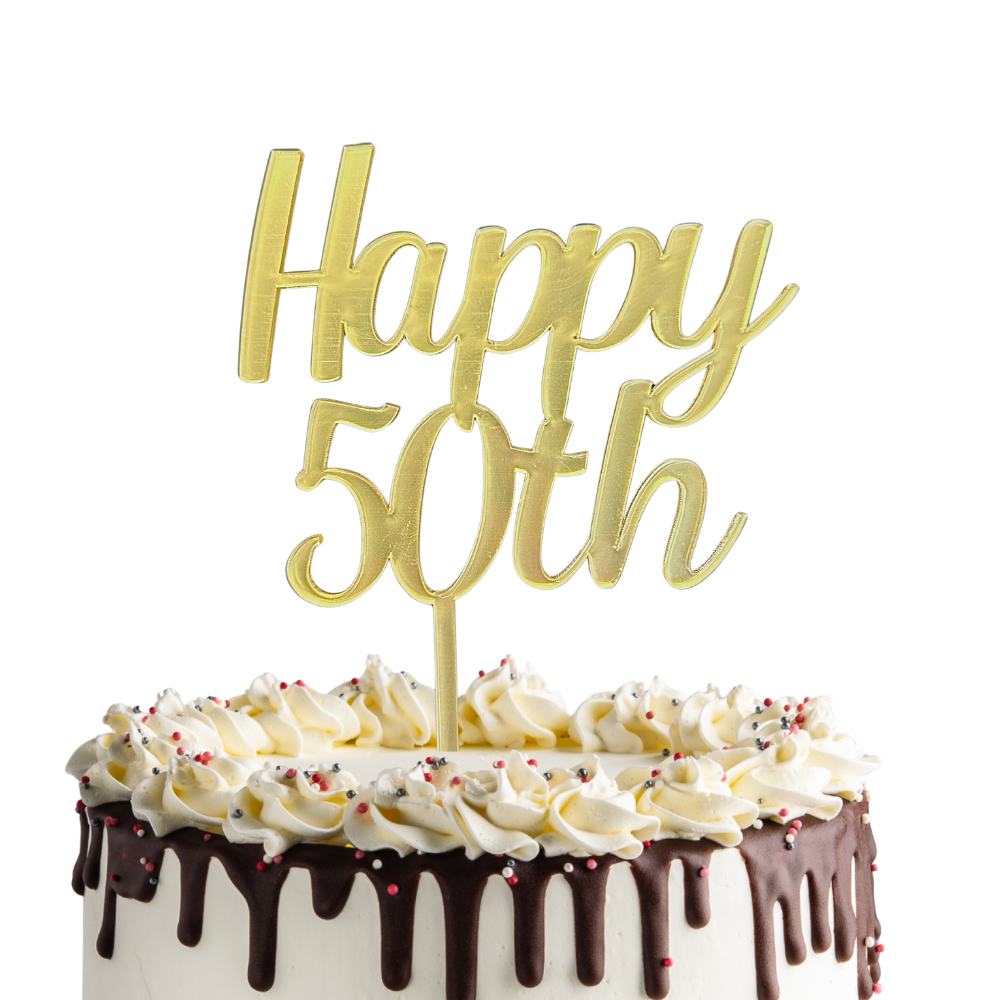 CW Happy 50th Cake Topper - Gold