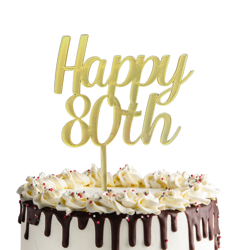 CW Happy 80th Cake Topper - Gold