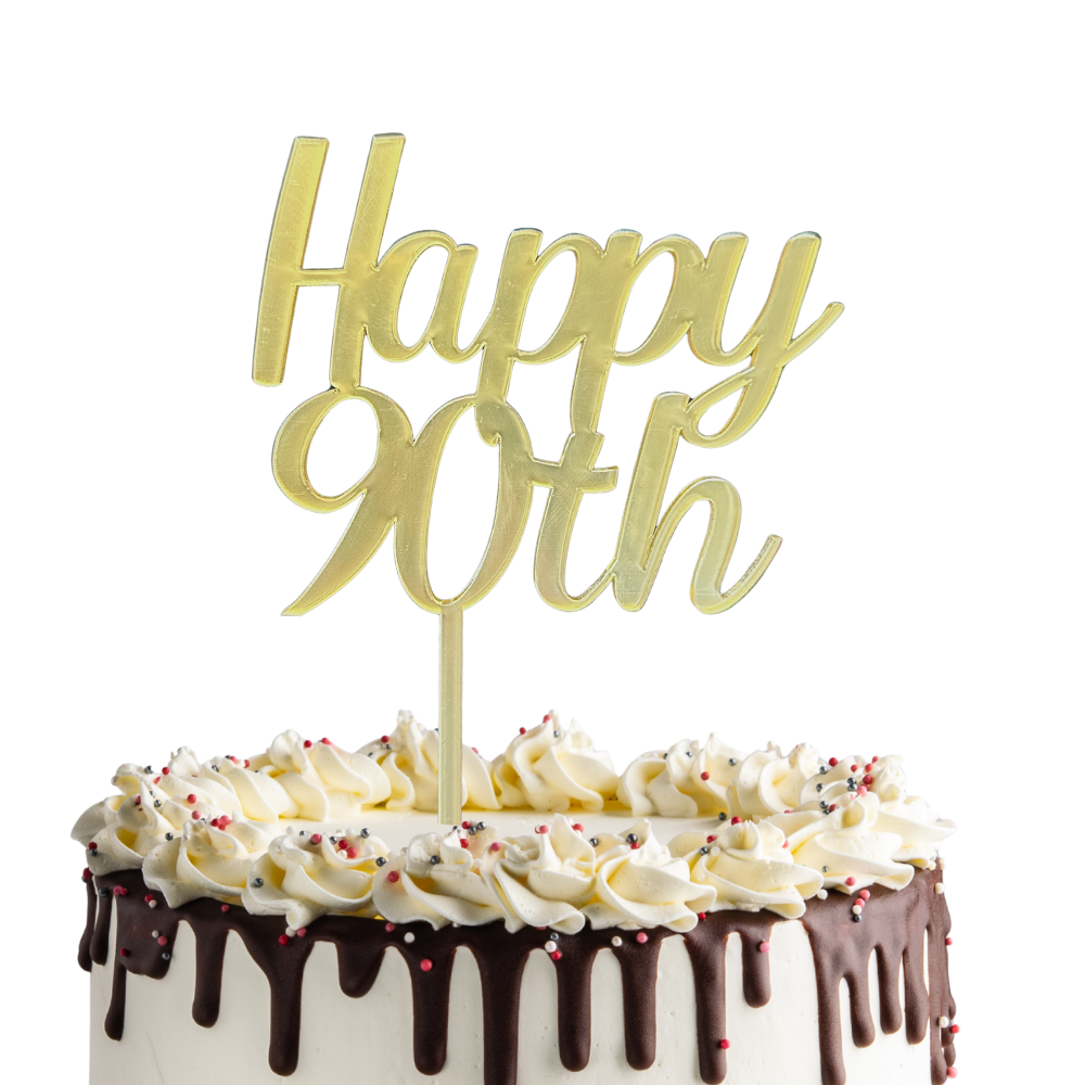 CW Happy 90th Cake Topper - Gold