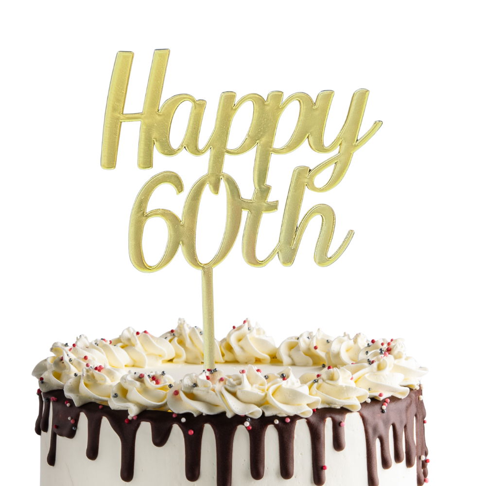 CW Happy 60th Cake Topper - Gold
