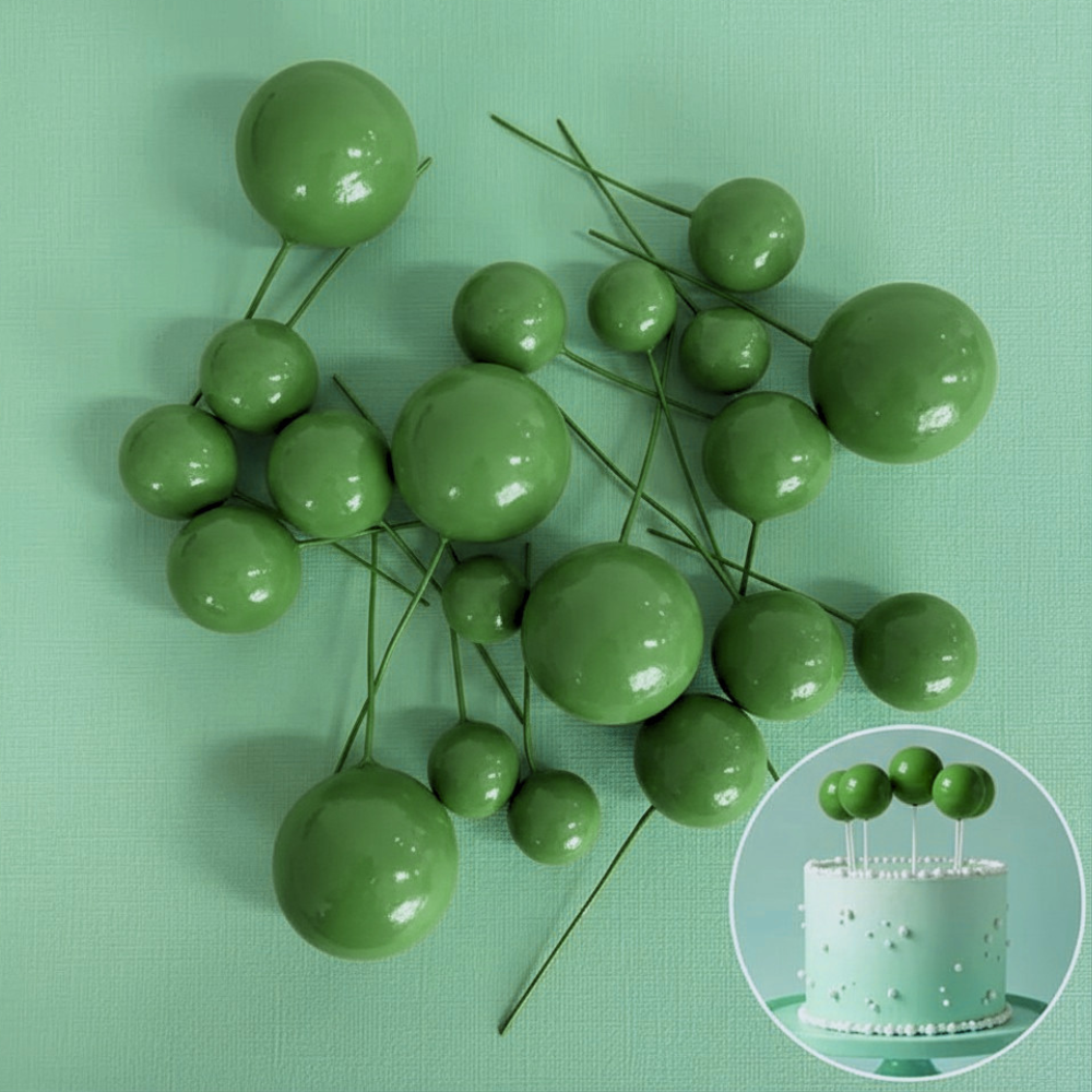Foam Cake Ball Toppers 20pc - Green