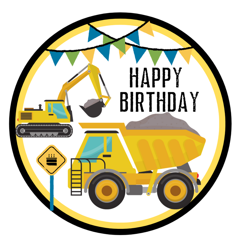Edible Icing Cake Image - Construction Birthday