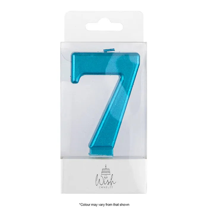 Wish Metallic Number Candle - Blue - 7