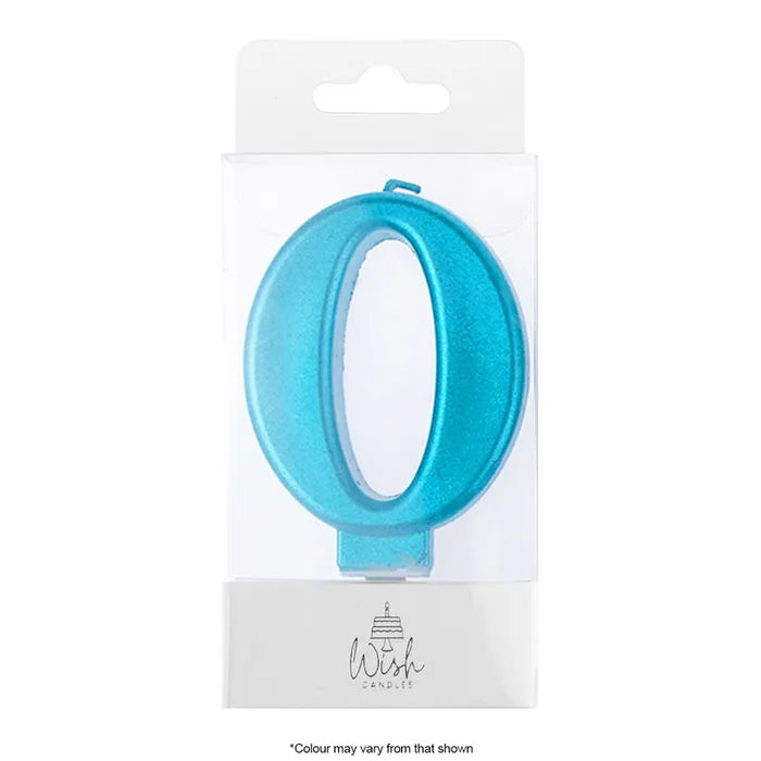 Wish Metallic Number Candle - Blue - 0