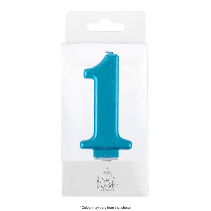 Wish Metallic Number Candle - Blue - 1
