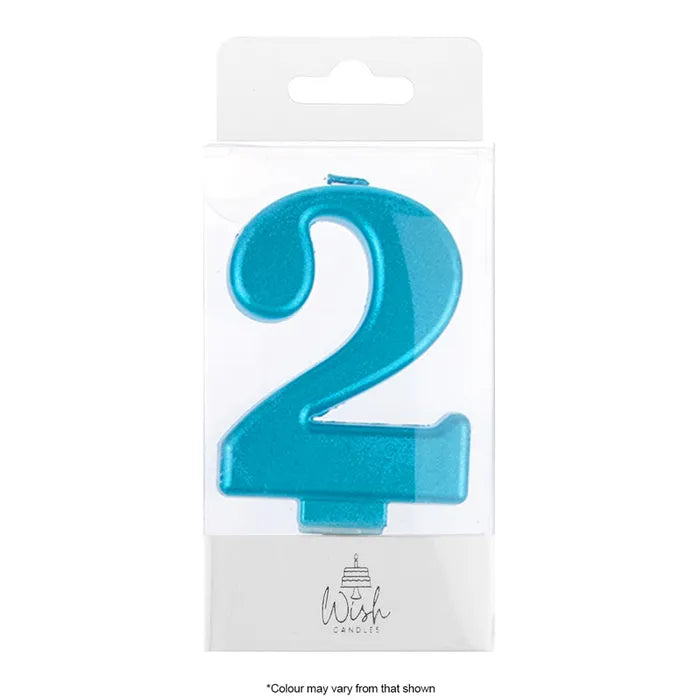 Wish Metallic Number Candle - Blue - 2