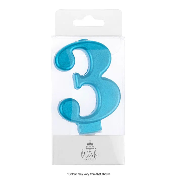 Wish Metallic Number Candle - Blue - 3