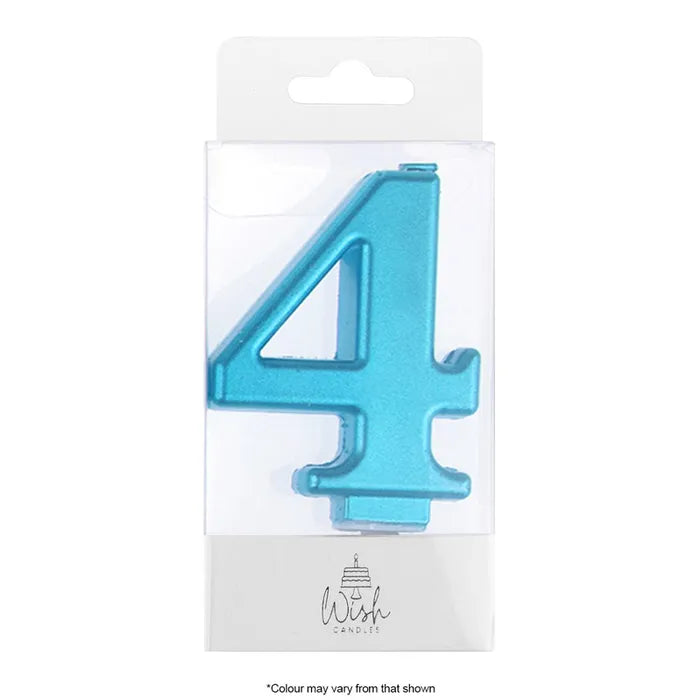 Wish Metallic Number Candle - Blue - 4