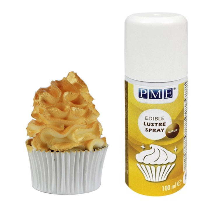 PME Edible Lustre Spray - Gold applied on cake