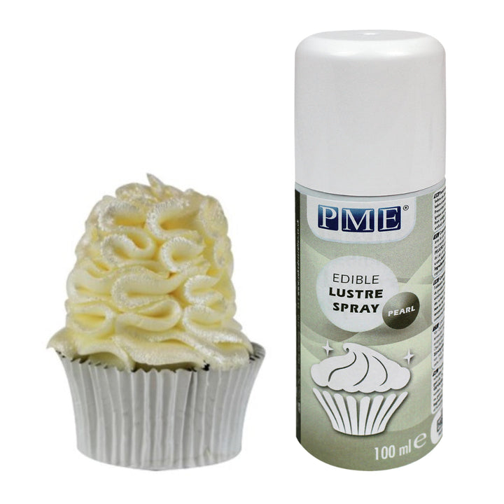 PME Edible Lustre Spray - Pearl applied on cake