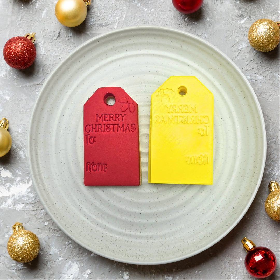 Custom Cookie Cutters Cutter and Embosser - Christmas Tag