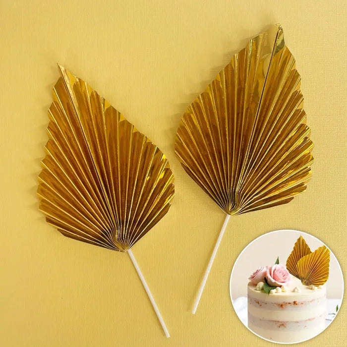 Deco Fan Cake Topper 2pc - Metallic Gold