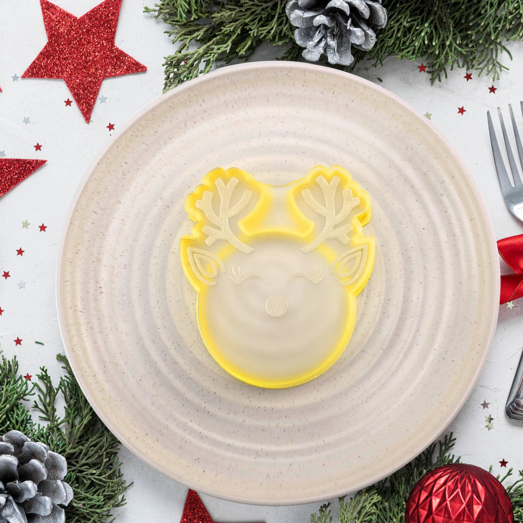 Custom Cookie Cutters Cutter and Embosser - 3D Reindeer