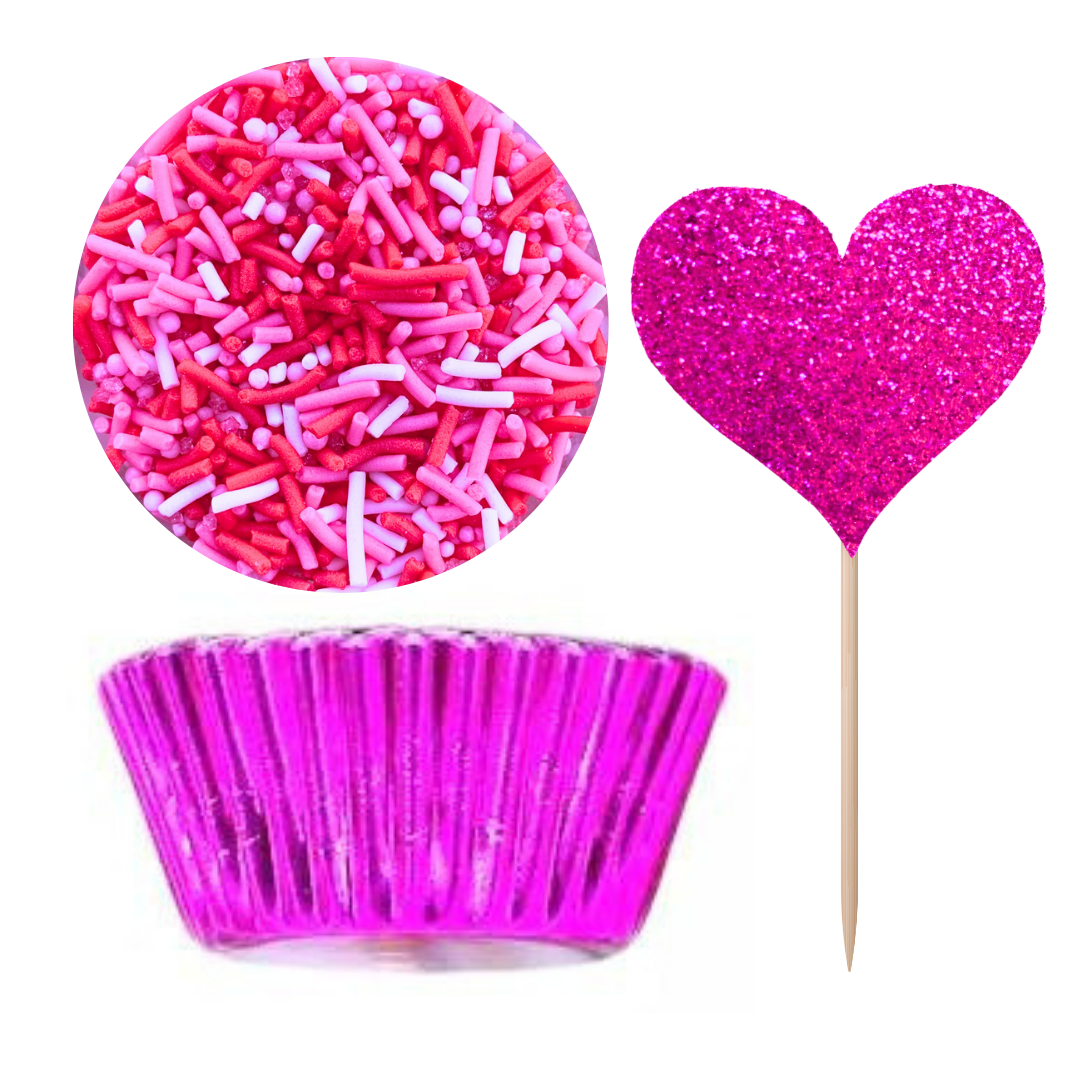 Heart and Sprinkles Cupcake Kit