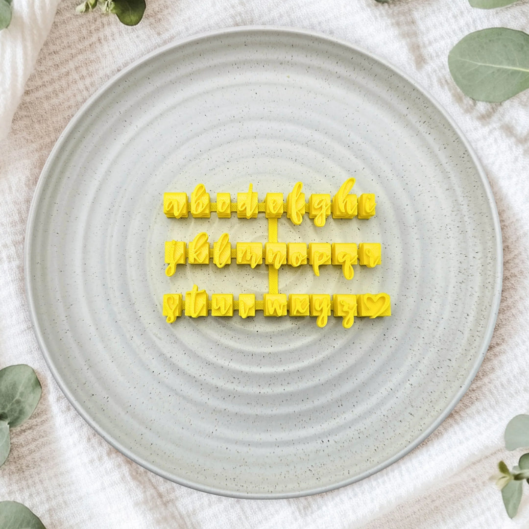 Custom Cookie Cutters Script Letterpress Set - Lower Case
