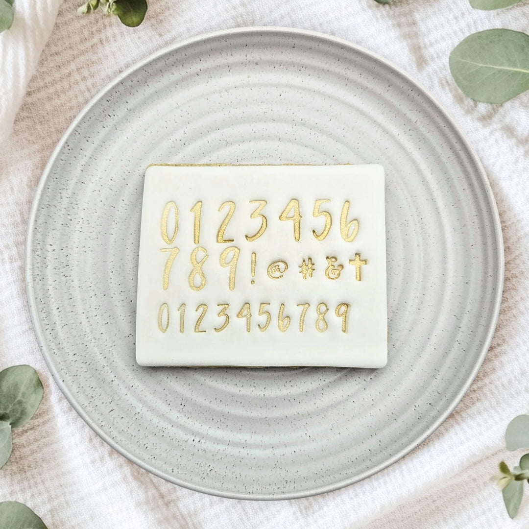 Custom Cookie Cutters Script Letterpress Set - Numbers