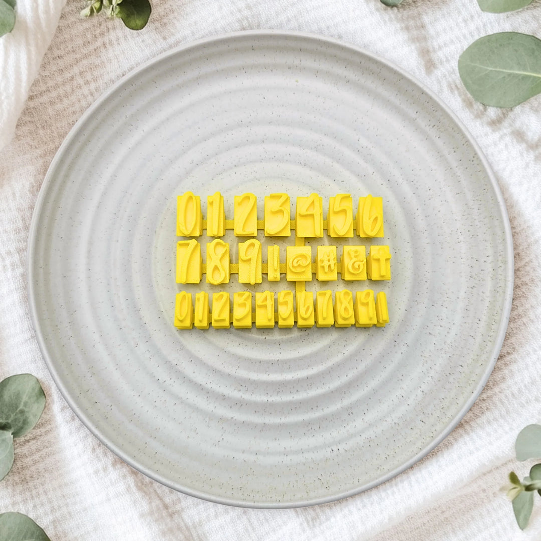 Custom Cookie Cutters Script Letterpress Set - Numbers