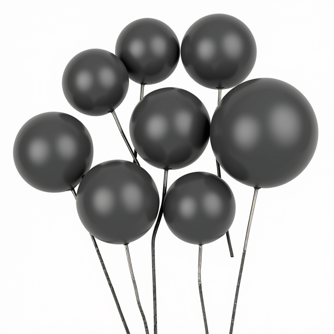 Foam Cake Ball Toppers 20pc - Matte Dark Grey