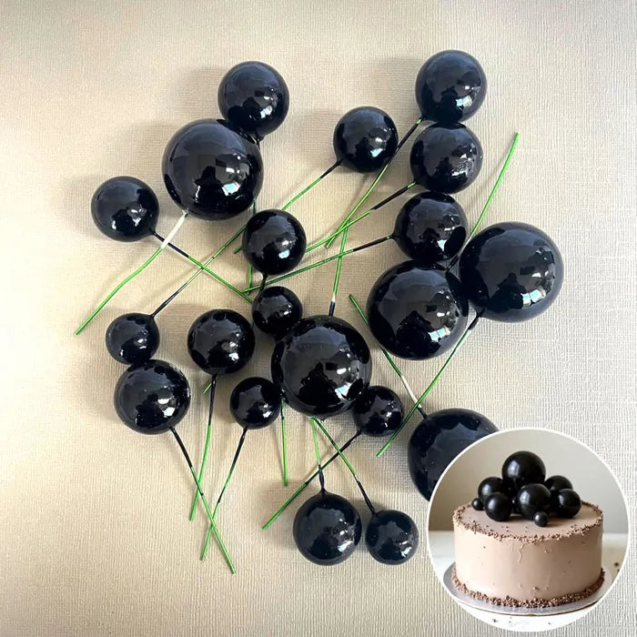 Foam Cake Ball Toppers 20pc - Black