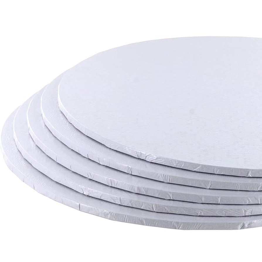 BULK 12" Round Cake Board 6mm - Patterned White - Pack of 5