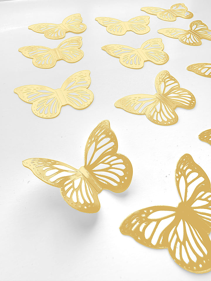 White and Gold Card Butterfly Decorations