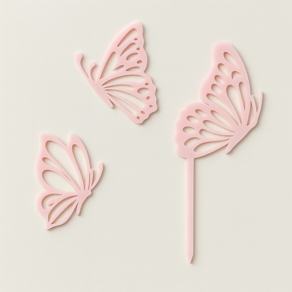 Acrylic Butterfly Cake Topper and Charms - Choose your Colour