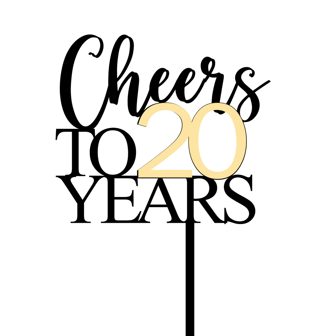 CW Cheers to Years Cake Topper - Choose Colours and Number!