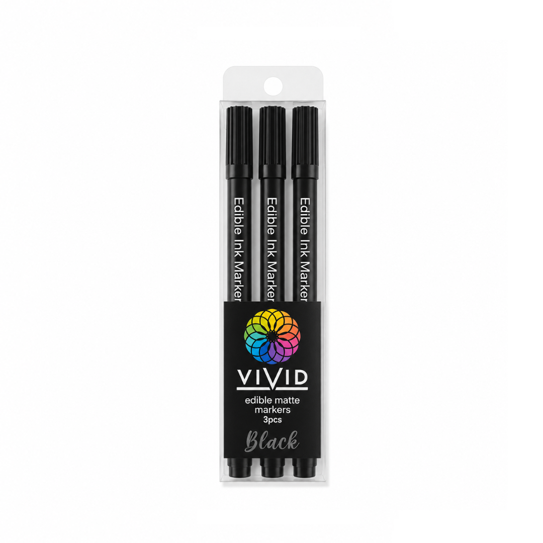 Vivid Edible Matte Markers - Black 3pk