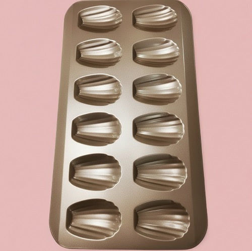 Madeleine Cake Pan 12 Hole, non-stick shell shaped baking pan for French madeleine cakes