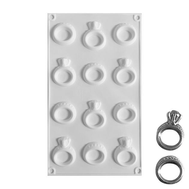 Rings Silicone Mould, 12 cavity mould for ring shaped chocolate or fondant