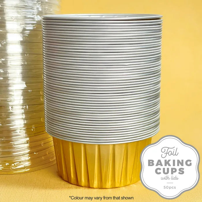 BULK Foil Baking Cups with Lids - Gold 50pk