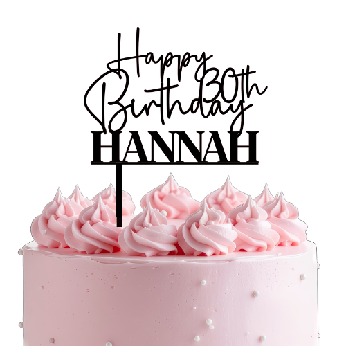 Happy Birthday + Name and Number Custom Acrylic Cake Topper