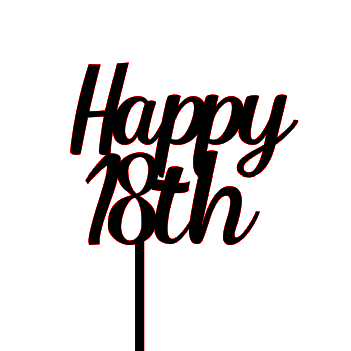 CW Happy 18th Cake Topper - Black