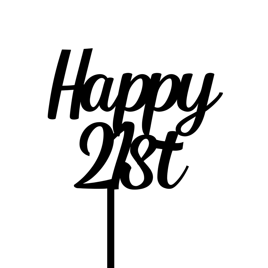 CW Happy 21st Cake Topper - Black