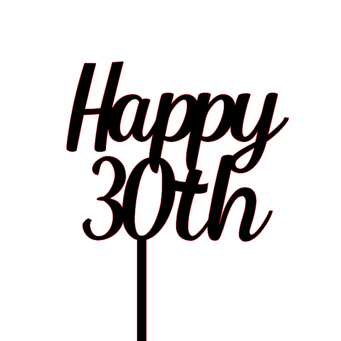 CW Happy 30th Cake Topper - Black